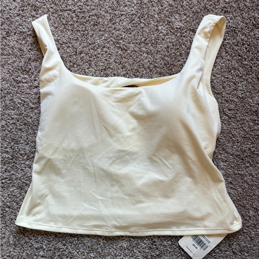 Fabletics Oasis Twist Built in Bra Tank Cream Women's Top